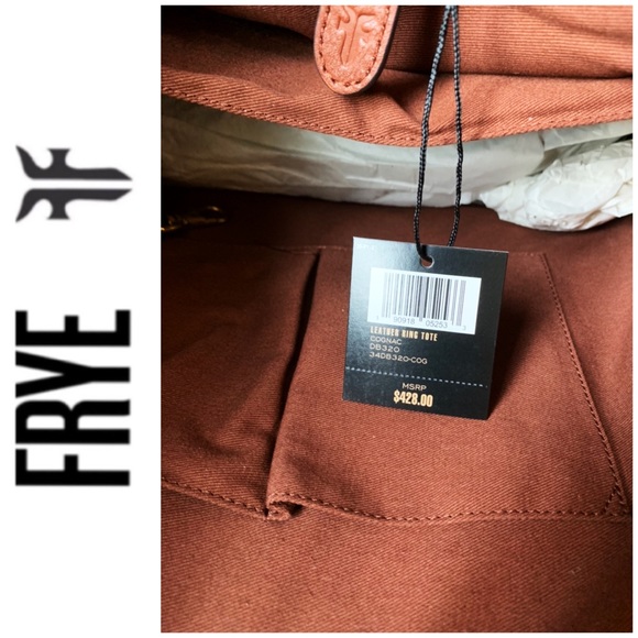 NWT FRYE genuine leather ring tote cognac - Picture 7 of 7